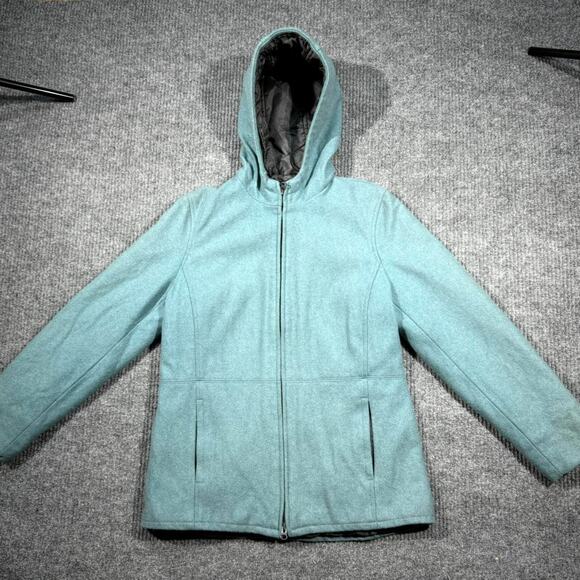 Gap Wool Blend Hooded Jacket Quilted Lining Women's Medium 19x26.5 - Picture 1 of 7